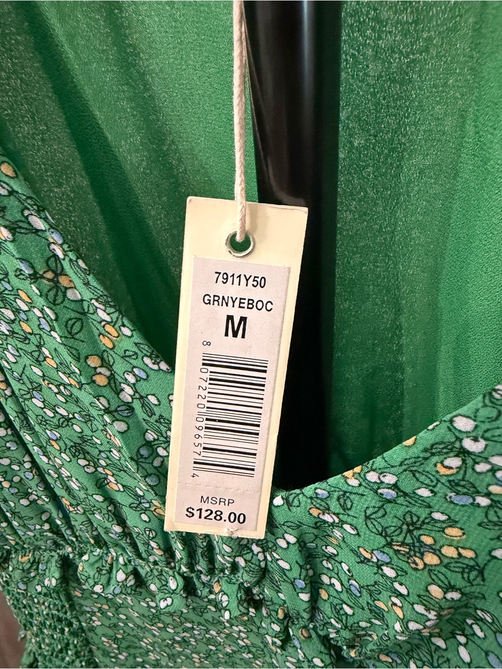 Max Studio Green Floral Midi Dress with Ruffled V-Neck - Picture 4 of 7